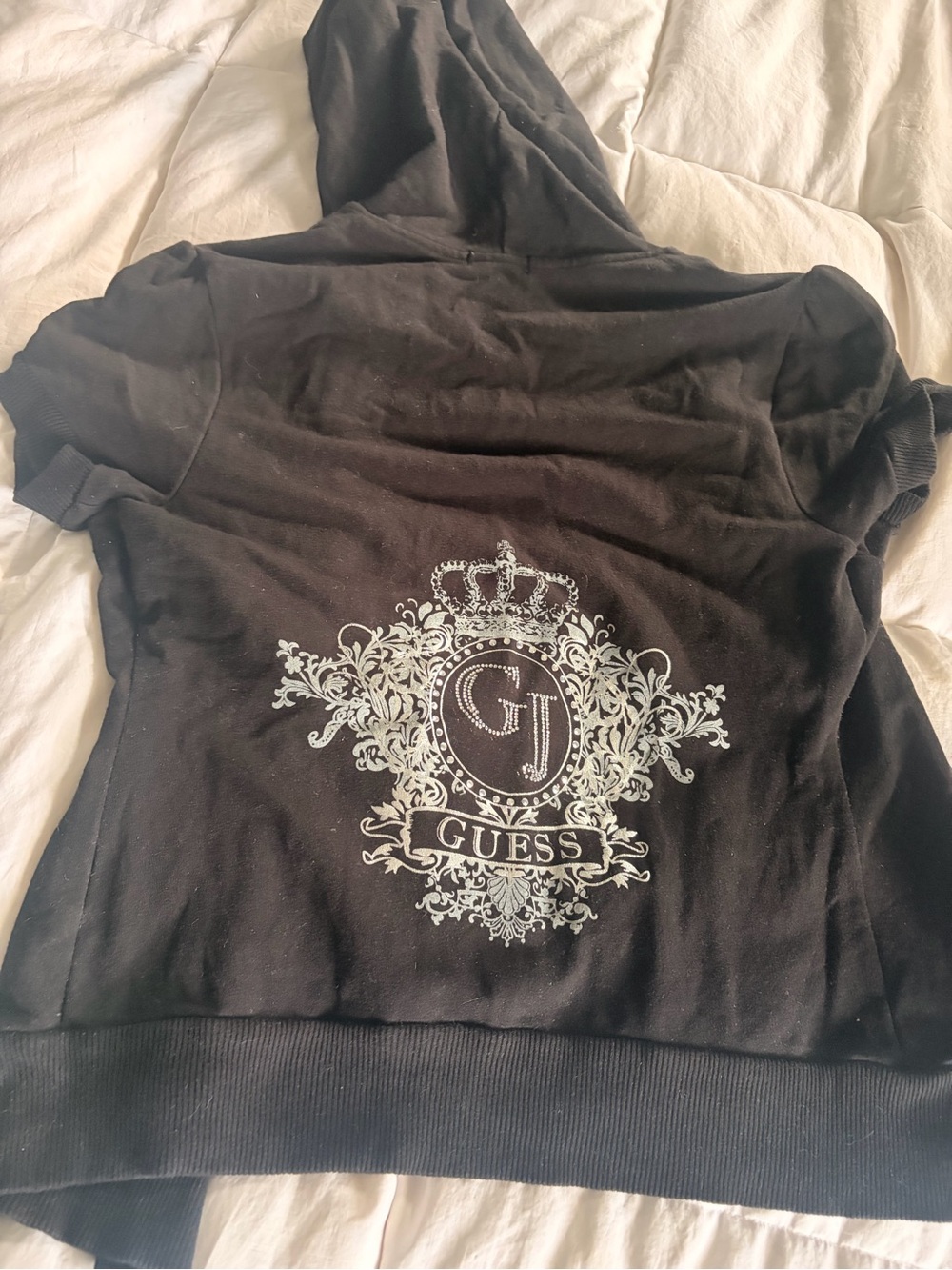 Guess Black Hoodie with White Ornate Crest